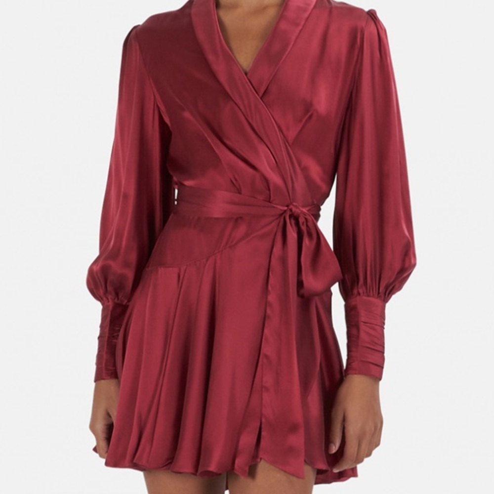 Zimmermann Wrap Dress in Burgundy size 0 - Picture 2 of 8